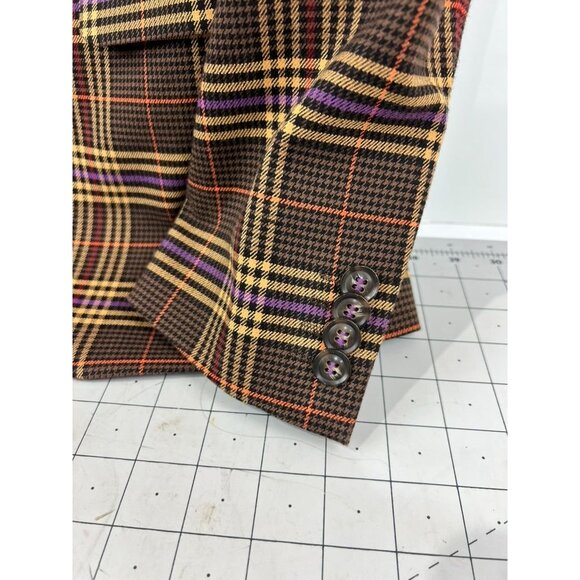 Topman Tate Rust Purple Yellow Plaid Blazer Slim Fit Men's Suit Jacket 38R - Picture 5 of 9